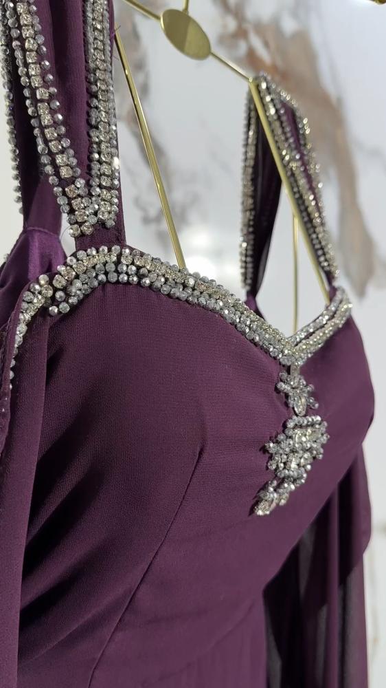 فستان شيفون مطرز بالخرز