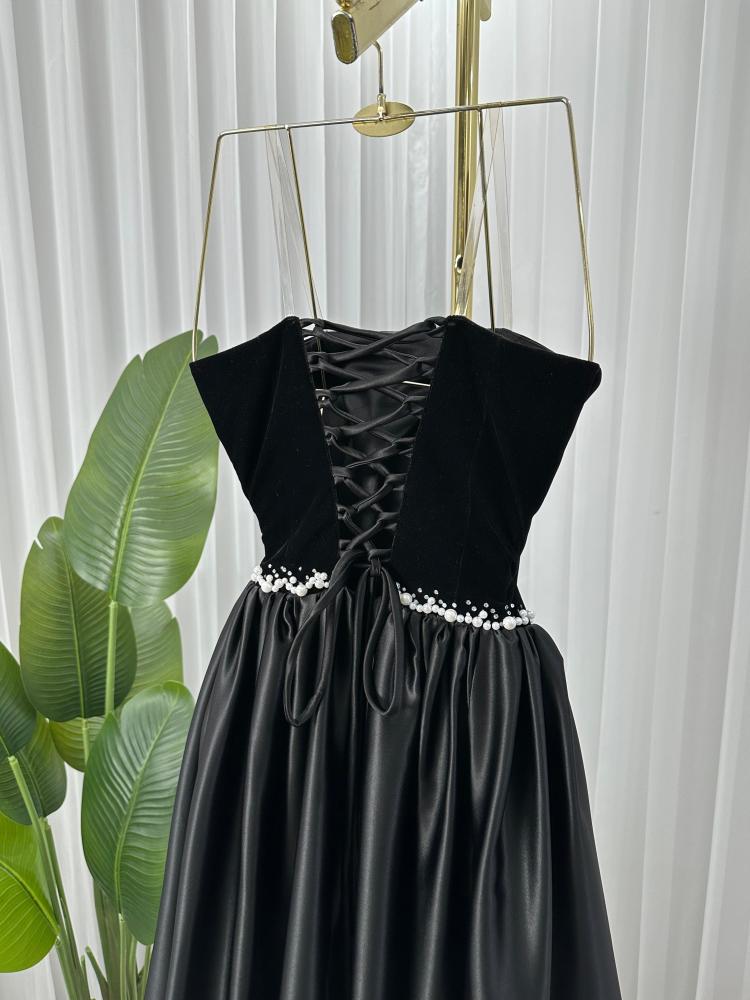 فستان جوخ مخملي + قماش تفتة مطاطي