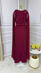 فستان من الكريب المرن والجورجيت