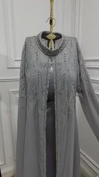 فستان من قماش التفتا المرن + قطعتين من قماش الجورجيت