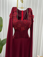 فستان شيفون وتطريز