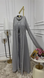 فستان من قماش التفتا المرن + قطعتين من قماش الجورجيت