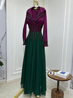 فستان كريب + جورجيت + تطريز على القماش