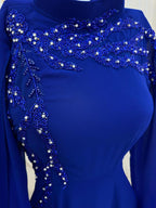 فستان شيفون مزدوج القبة مطرز يدويا