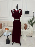 فستان جوخ مطرز يدويا