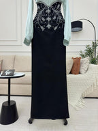 فستان باربي + كرنكلز + تطريز يدوي