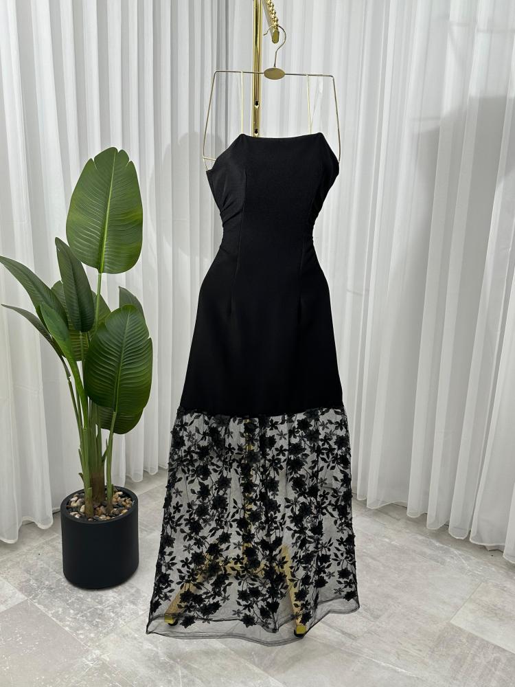 فستان من التفتا + تول مشجر