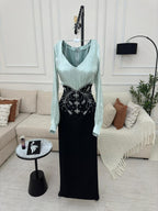 فستان باربي + كرنكلز + تطريز يدوي