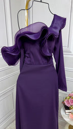 فستان ماكسي من قماش التفته المرن