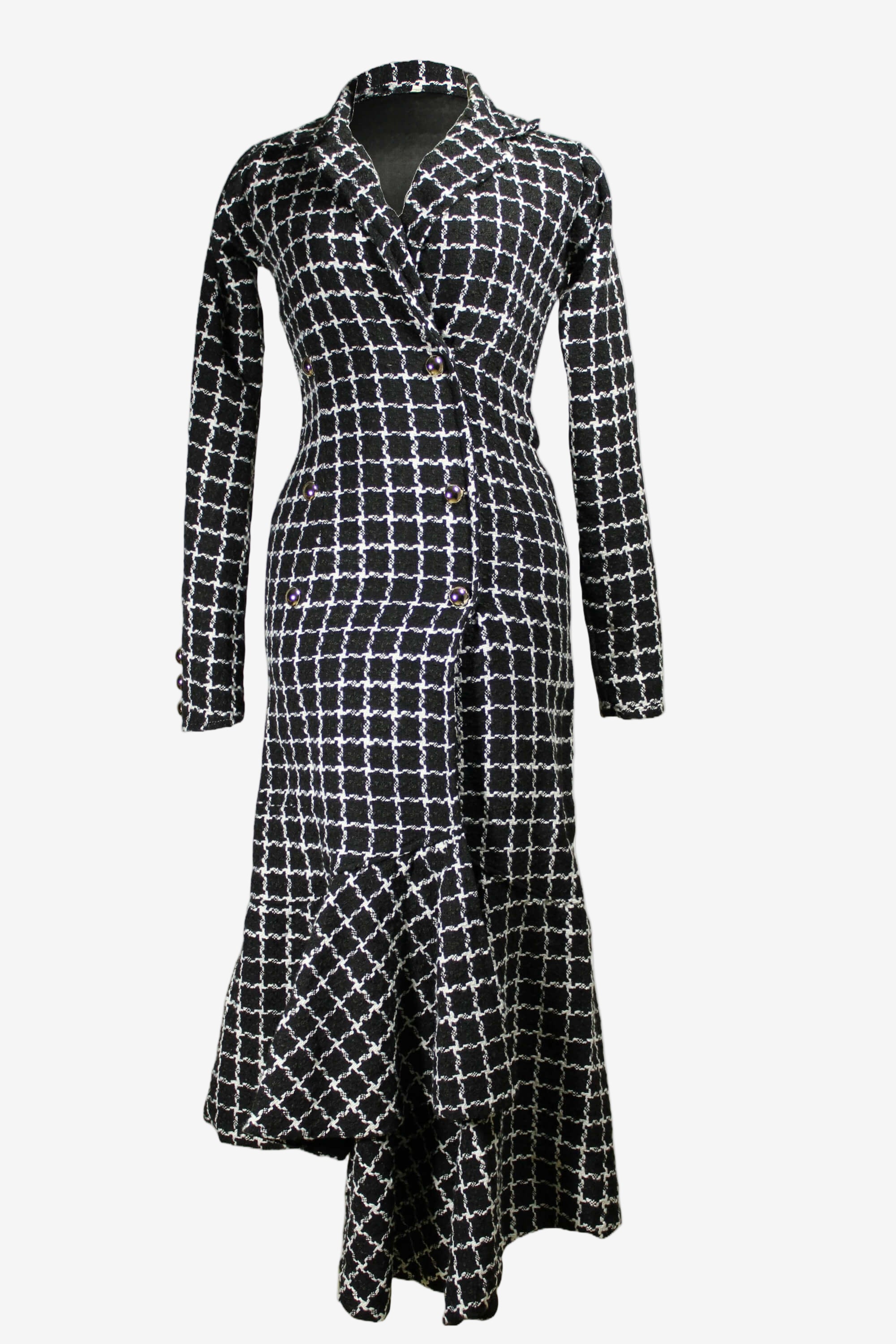 Black and white checkered dress on a white background