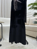 فستان مخملي + تطريز بالخرز