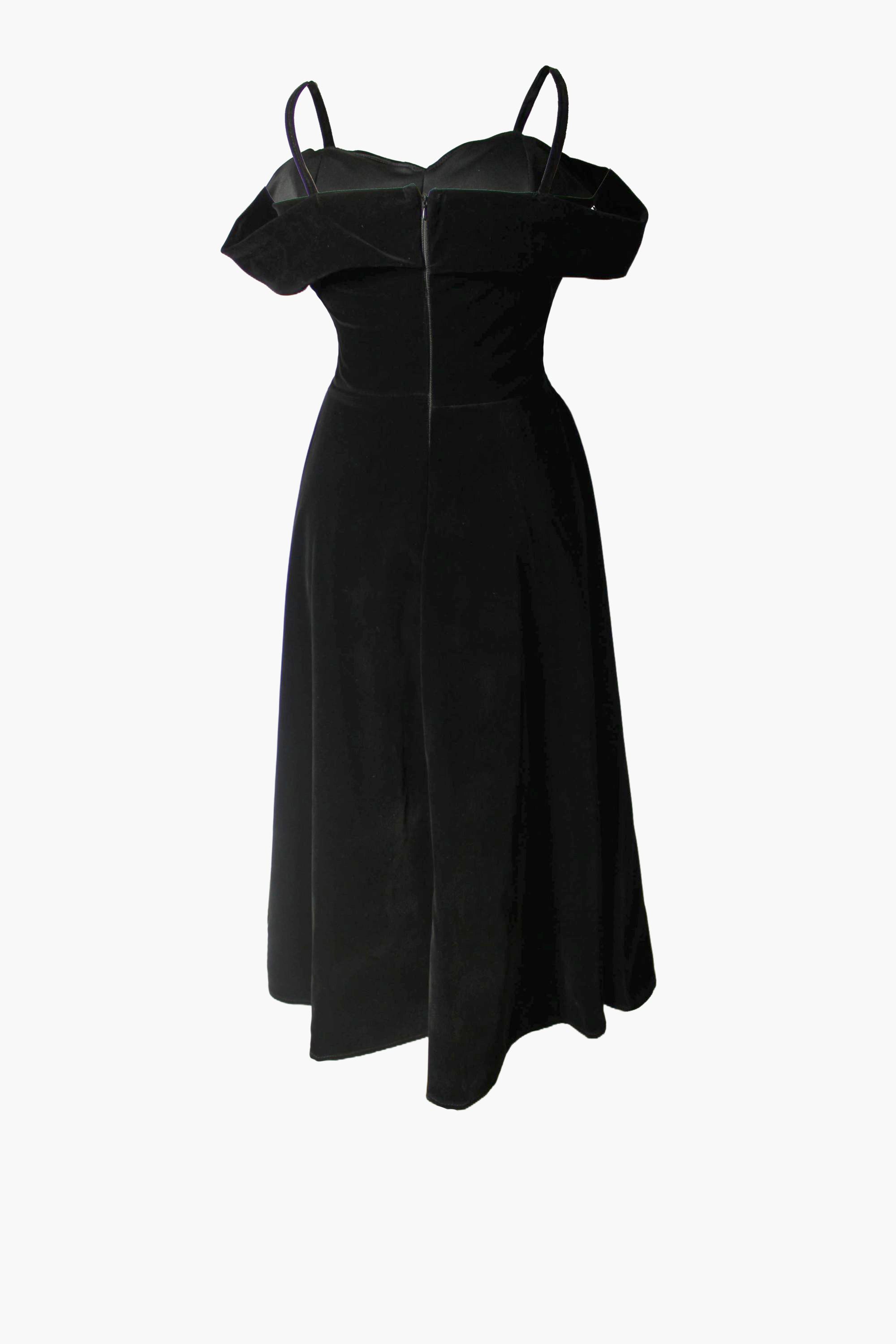 Felt Black dress with thin straps on a white background
