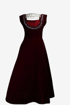 Velvet dress with embroidery