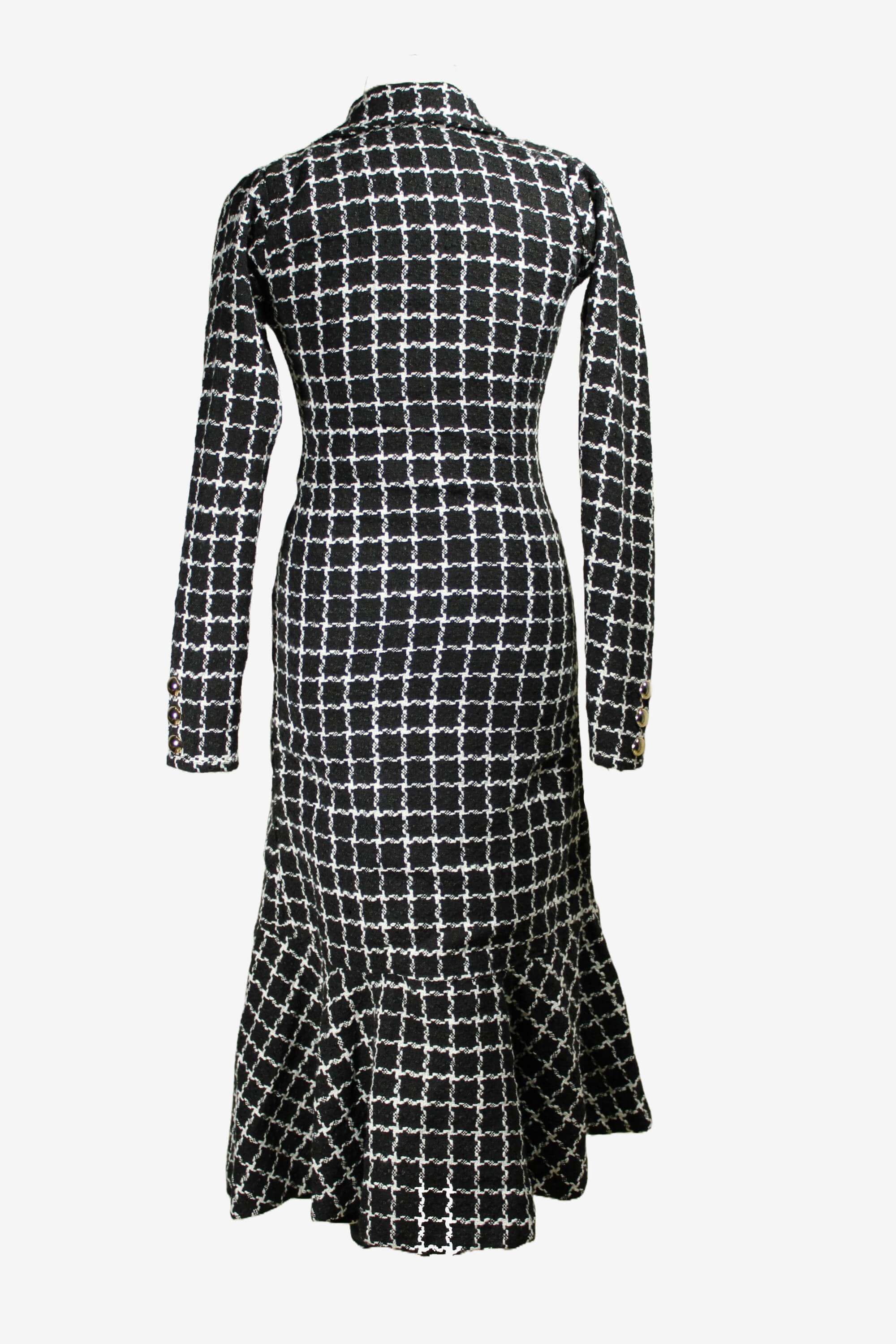 Black and white checkered dress on a white background