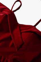 burgundy off-shoulder dress on a white background