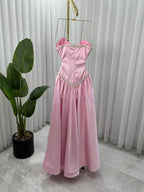 فستان تفتا مطاطي + تطريز لول