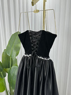 فستان جوخ مخملي + قماش تفتة مطاطي