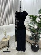 فستان مخملي + تطريز بالخرز