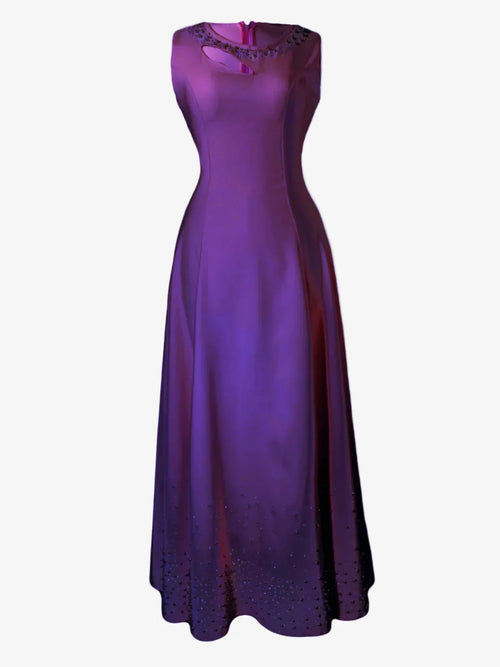 Purple evening gown on a white background
